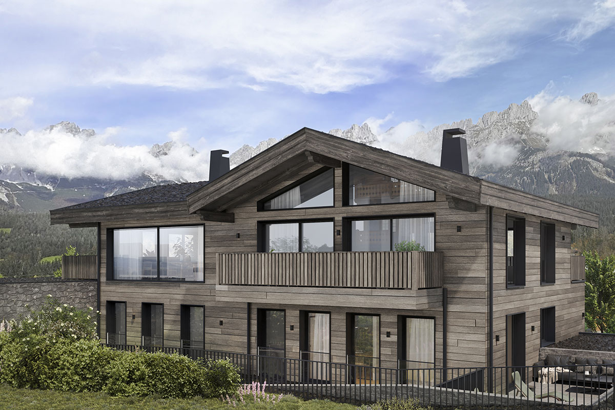 Chalet vor der Kulisse des Wilden Kaisers